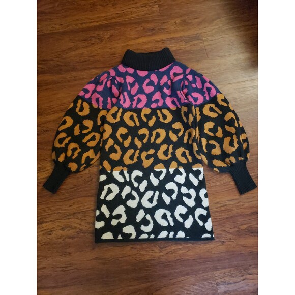 NWOT Farm Rio Chunky Knit Edgy Feminine Whimsygoth Leopard Sweater Dress Size XS - Picture 1 of 8